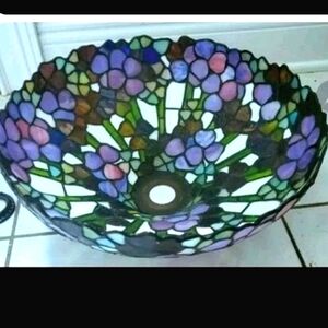 Meyda Tiffany Style Floral Lead Stained Glass Torchiere Lamp Shade-disco…